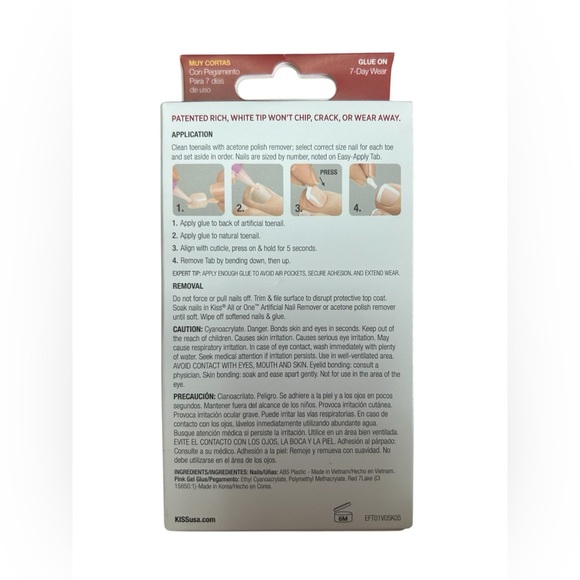 KISS Everlasting French Tip Toenail Press On Kit New! - Picture 2 of 3